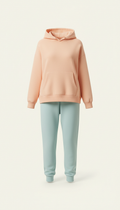 Sudadera Peach Puff con joggers azul suave