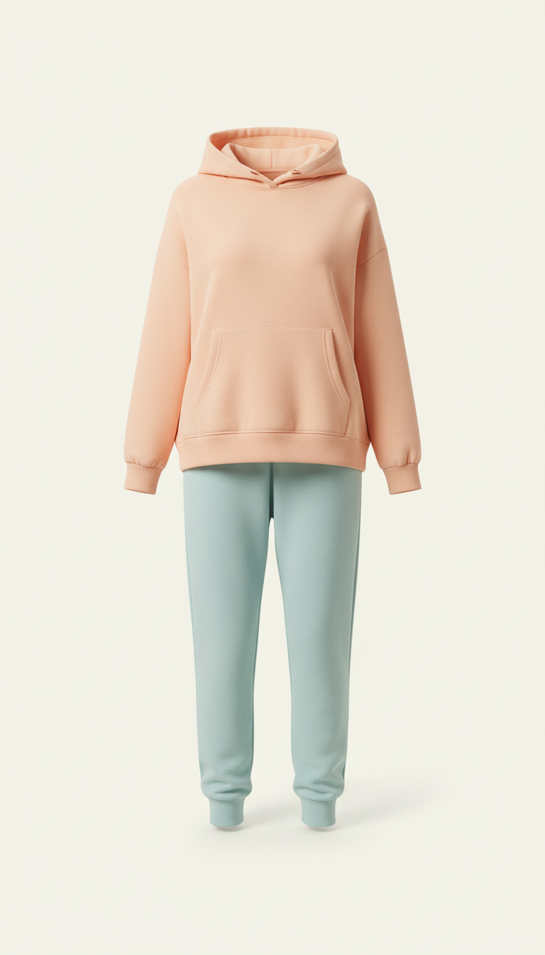 Sudadera Peach Puff con joggers azul suave